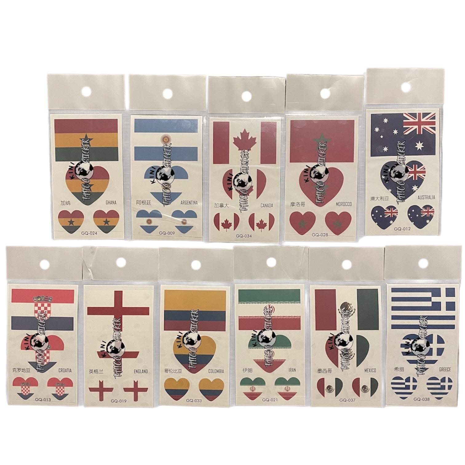 Country Flag Temporary Tattoos (PACK OF 4)